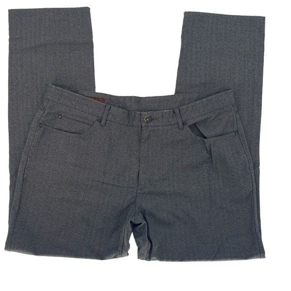 Perry Ellis Mens Dress Casual Pants Straight Leg 5 Pocket Herring Bone Gray Size